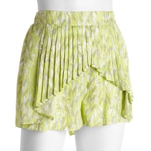 BCBGeneration Lime Printed Pleated Layer Shorts
